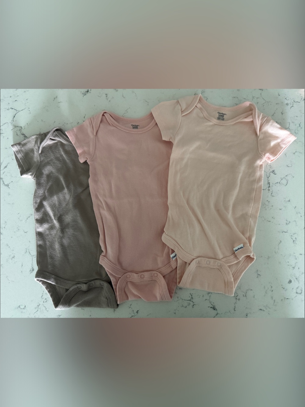 Gerber Baby Short Sleeve Bodysuits - brown, dusty pink, light pink